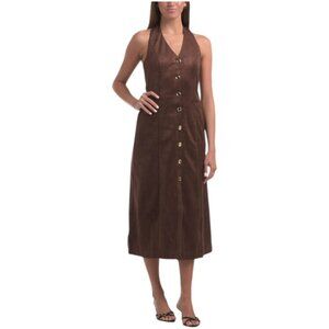 ENDLESS ROSE Faux Suede Fitted Midi Dress